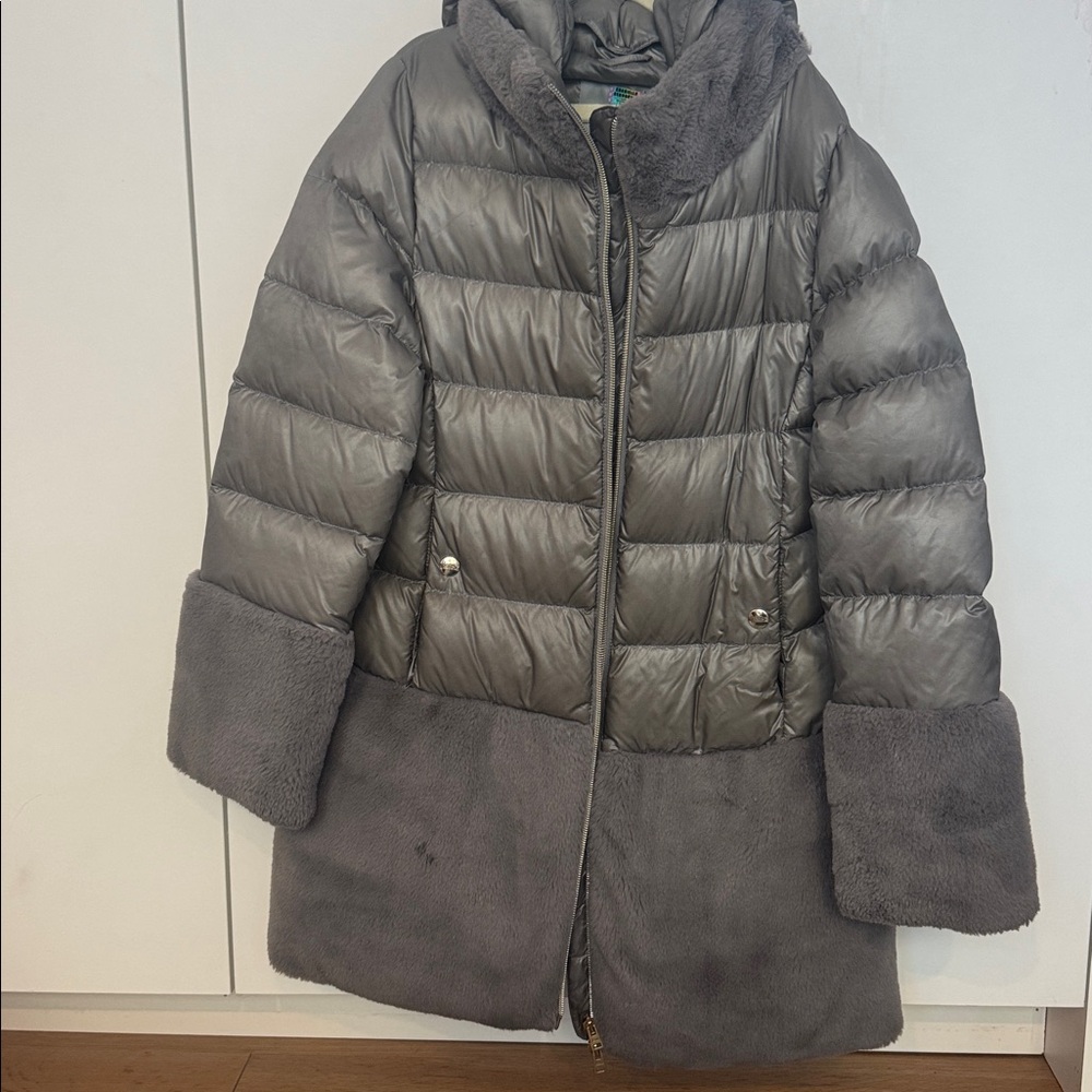 Herno Gray Puffer Jacket with Faux Fur girls size 10